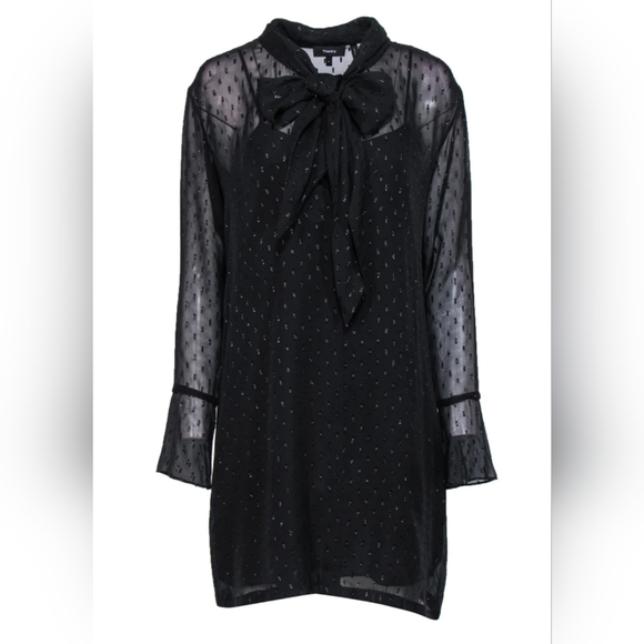 COPY - Theory Dotted Metallic Silk Scarf Dress Size 12 - Picture 3 of 4